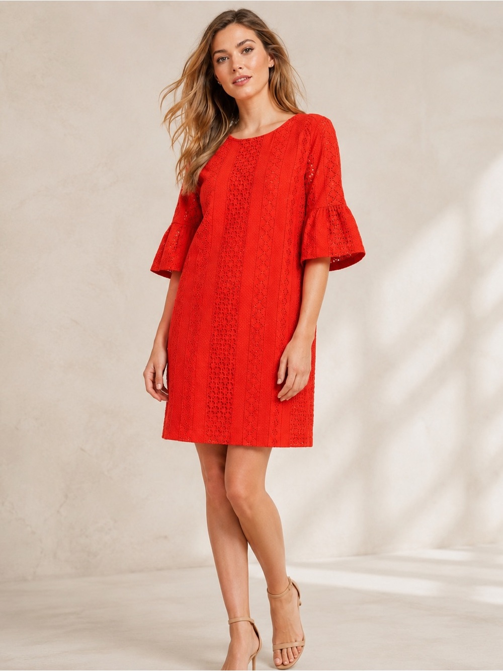 J.Crew Flutter Sleeve Eyelet Shift Dress
